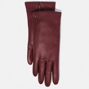 COACH Sculpted Signature Wine Leather Tech Gloves — Size 8